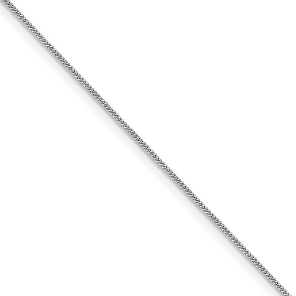 0.9mm, 14k White Gold, Solid Curb Chain Necklace, 18 Inch